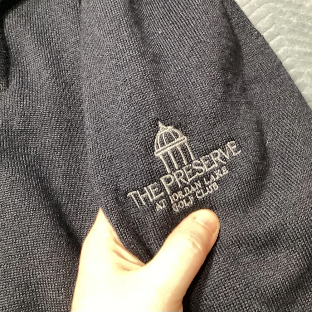 Mens Kartel Wool Blend Windbreaker 1/4 Zip Golf Sweater Pullover Navy Large‎